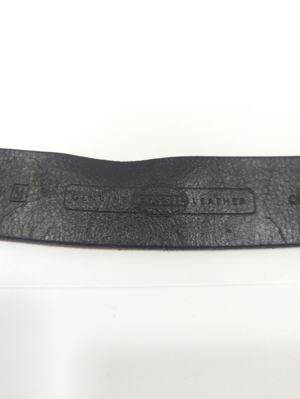 Fossil Black Leather Belt Unique Floral Design Square Distressed Buckle - Picture 3 of 8